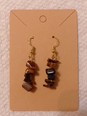 *3/$20* New Tiger's Eye Semi Precious Gem Stone Dangle earrings